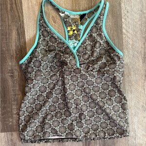 Athleta Brown and Teal Patterned Tank Top